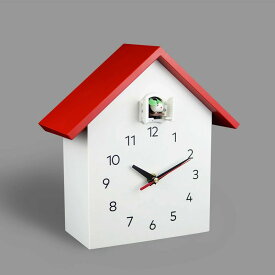 【ポイント★10倍】壁掛け時計 鳩時計 掛け時計 自動時報がグーグーと鳴る ホワイト 赤い色 北欧 可愛い おしゃれ 小鳥 動物 時計 飾り物 プレゼント