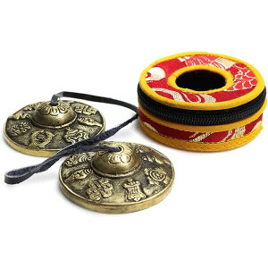 【ポイント 5倍UP !】透き通る音色 チベタンベル ヨガ 瞑想 ティンシャベル チベット ベル チベットベル チベタンシンバル 打楽器 治癒 風水 ティンシャ 密教 仏教 法具 吉祥八文様 専用保護