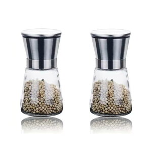 【ポイント 5倍UP !】2本セット 100ml ペッパーミル 胡椒ミル 手動スパイスミル 操作簡単 調味用グラインダー 塩 コショウ入れ 胡椒 コショウ 岩塩器具 塩 キッチンペッパーミル