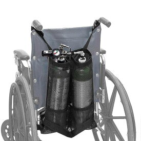 【ポイント 5倍UP !】ダブル酸素ボンベバッグ ポータブル 車椅子酸素タンクキャリーバッグ 酸素バックパック 車椅子バッグホルダー DおよびEシリンダーボトルに適合 車椅子と歩行者用 2308