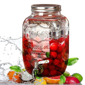 【ポイント 5倍UP !】4L ピッチャー 冷水筒 ガラス貯蔵タンク ドリンクディスペンサー 貯蔵タンク ABS蛇口 大容量 ガラス 保存瓶 梅酒 ジュース ビール 果実酒ポット 果実酒びん 保存容器 密閉