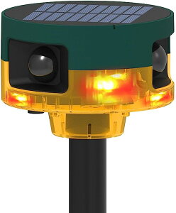 動物撃退器 動物よけ 害獣対策器 猫よけ 鳥よけ 犬よけ 6LEDフラッシュライト12時間/24時間稼働モード 13種音声&録音機能付き129db大音量 IP55防水 害獣撃退器 1200mAh大容量電池 ソーラー充電&US