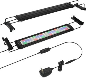 \マラソン期間 P10倍/ 水槽照明 LEDライト 水槽ライト アクアリウムライト 水族館 熱帯魚ライト タイマー式 3つの照明モード 10段階明るさ調整 淡水&海水両用 45-60cm水槽対応 スライド式 防