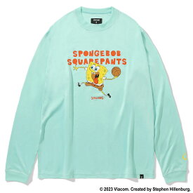 【2023AW】スポルディング　ロングスリーブTシャツ　スポンジ・ボブ　スクエアパンツ（長袖） L/S SHIRTS　アクアミント SMT23145s［SPALDING］