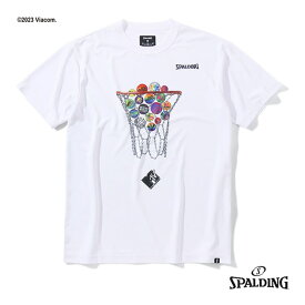 【ボトルフォルダープレゼント中】【2023SS】スポルディング　Tシャツ　 MTV チェーンフープ（半袖） H/S SHIRTS　ホワイト SMT23033M［SPALDING］