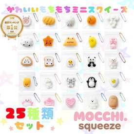 【楽天スーパーSALE＆3個以上購入20％OFFクーポン】【MOCCHI.濃厚シリーズ】[楽天1冠獲得！] ミニ スクイーズ キーホルダー 握る玩具 25個セット 暇つぶし チャーム ぷにぷに食物 手触りが柔らかく ストレス解消に最適 感覚おもちゃ