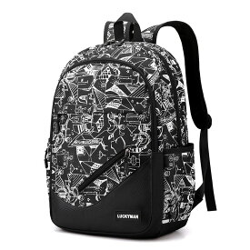 リュックサック 通学 大容量 メンズ レディース キッズ 学生 バックパック 通勤 旅行 A4収納 15.6インチPC対応 多収納 ポケット付き 軽量 ナイロン おしゃれ 黒 白 ブラック ホワイト