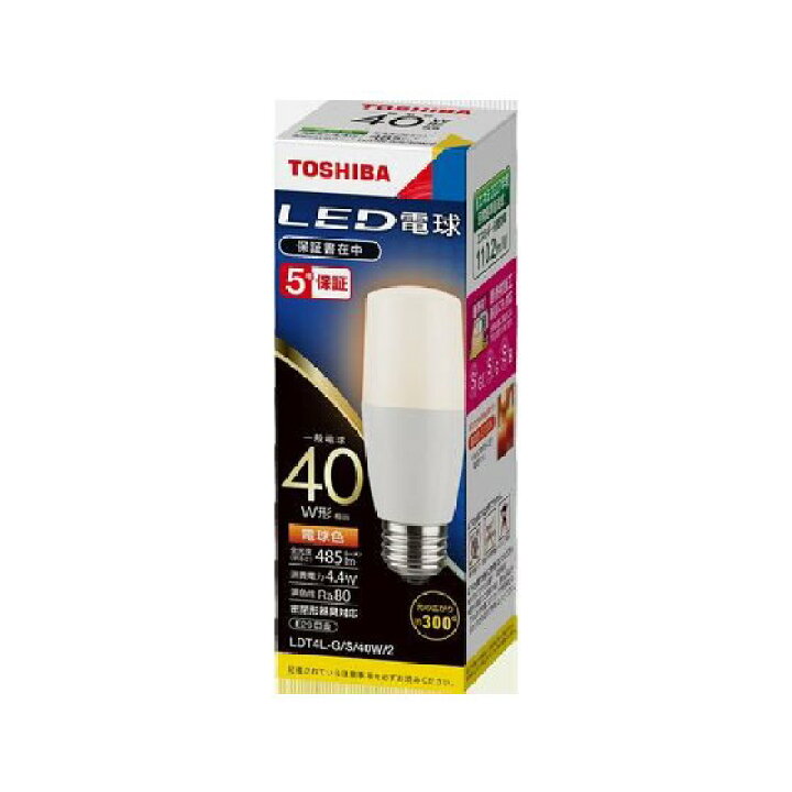 楽天市場】LED電球 E26口金 一般電球40W形相当 電球色 東芝ライテック 