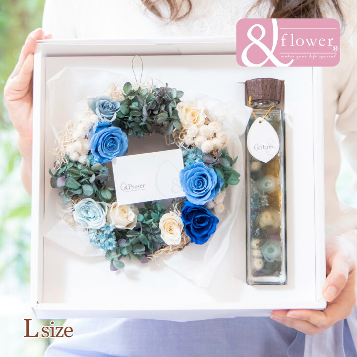 楽天市場 プリザーブドフラワー リース 誕生日 プレゼント ギフト 当店だけのオリジナルギフト プリザーブドフラワー ギフト 花 アレンジメント ハーバリウム L リース おしゃれ 壁掛け 玄関 記念日 結婚祝い 開店祝い 誕生日 Smileまーけっと