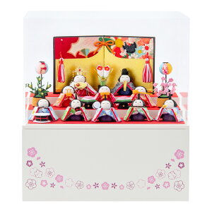 雛人形 コンパクト ケース飾り モダン おしゃれ かわいい お雛様 ミニ サイズ ひな人形 収納ケース アクリルケース 収納飾り 三段 ちりめん 令花 れいか雛10人飾り 京都老舗 龍虎堂 リュウコ