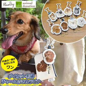 ★10%OFFクーポン★ カラビナ リール付き キーホルダー かわいい キーチェーン おしゃれ チャリティ 犬 刺繍 ドッグ いぬ ペット うちの子 キーケース アクセサリー 募金 盗難防止 バッグチャーム 着脱 バッグ リール 伸びる 鍵 プレゼント ギフト フラワーリング クリスマス