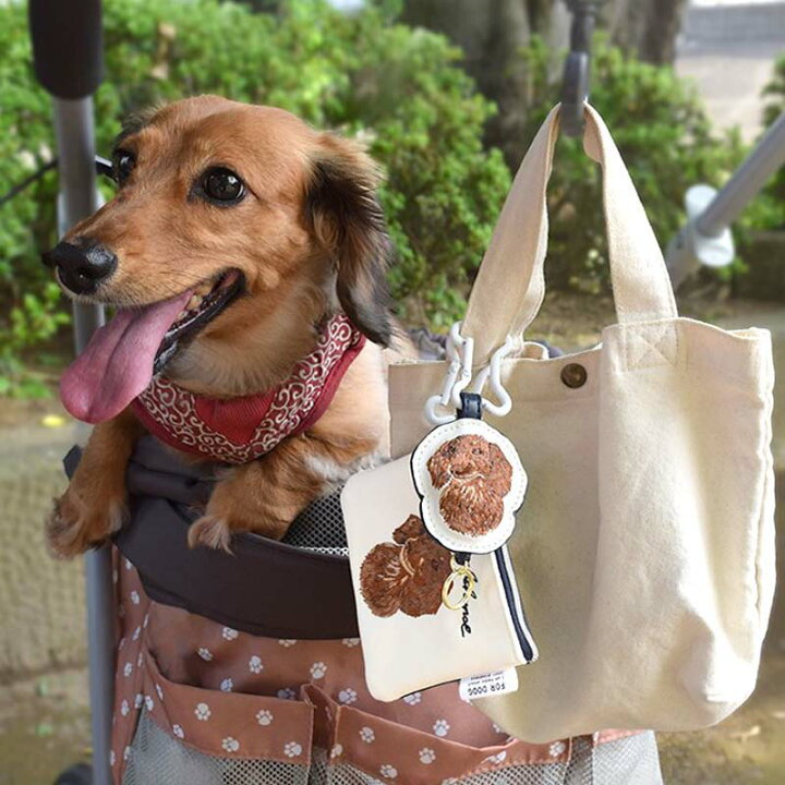 楽天市場】ポーチ チャリティ 犬 刺繍 カラビナ ドッグ いぬ フラット 