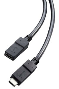 エレコム USB Type C 延長ケーブル 1m USB3.2(Gen1) 5Gbps PD 60W対応 【ノイズから保護する2重シー 送料無料