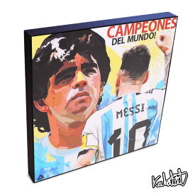 ポップアートフレーム Maradona＆messi マラドーナ＆メッシ KEETATAT SITTHIKET アートパネル インテリア 雑貨 店舗 内装 玄関 おしゃれ ポスター 絵 イラスト 壁掛け サッカー選手 フォワード 神の子 アルゼンチン代表