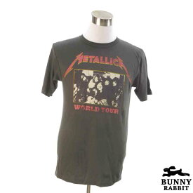 デザインTシャツ BUNNY RABBIT METALLICA メタリカ ビンテージ風 ヘヴィ・メタル ロック バンド フェス 黒 ブラック