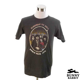 デザインTシャツ BUNNY RABBIT AC/DC エーシー・ディーシー ビンテージ風 ハードロック ロック バンド フェス 黒 ブラック