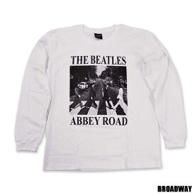 デザインロングTシャツ Broadway The Beatles Abbey Road ビートルズ アビーロード 白 バンドロングTシャツ プリントロングTシャツ グッズ 音楽 ロック 洋楽 レコードジャケット UK フェスコーデ ロングTシャツ 男女兼用 サイズM＆L＆XL