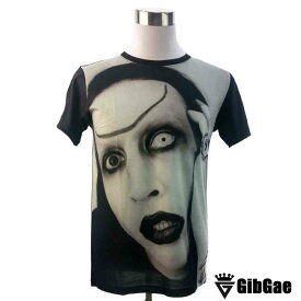 デザインTシャツ GibGae マリリン・マンソン Marilyn Manson バンドTシャツ 音楽 メタル プリントTシャツ 男女兼用 サイズM＆L