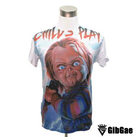 デザインTシャツ GibGae Chucky チャッキー 映画Tシャツ チャイルドプレイ ホラー キャラクター こわかわいい プリントTシャツ 男女兼用 サイズM＆L