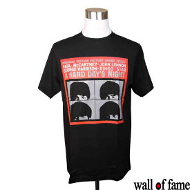 バンドTシャツ Wall of fame The Beatles ビートルズ A Hard Day s Night ハード・デイズ・ナイト 音楽 プリントTシャツ グッズ UK ロック フェス ファッション 洋楽 Tシャツ 男女兼用 サイズM＆L