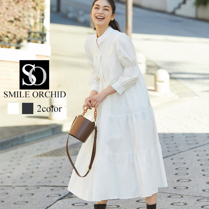 楽天市場 ティアードロングシャツワンピース レディース 体型カバー ミモレ丈 服 代 30代 40代 50代 即日配送 春 夏 春夏 秋 冬 秋冬 あす楽 Csy062 Smile Orchid
