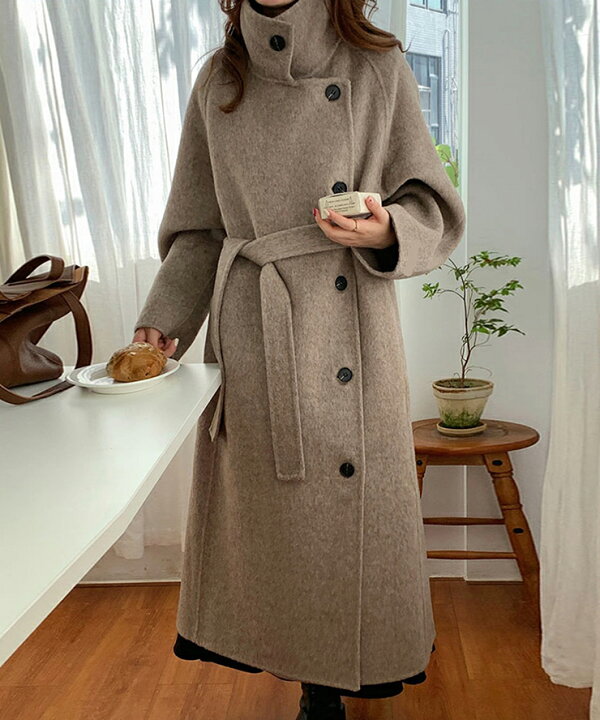 楽天市場】ウール100％スタンドカラーオーバーサイズコート スタンド  