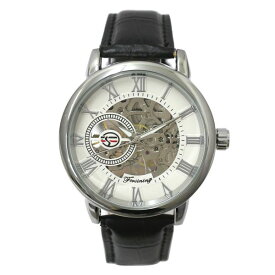 自動巻き腕時計 ATW040-SVWH シンプル機能のフルスケルトン腕時計 ホワイト ローマ数字文字盤 レザーベルト 手巻き時計 機械式腕時計 メンズ腕時計 送料無料