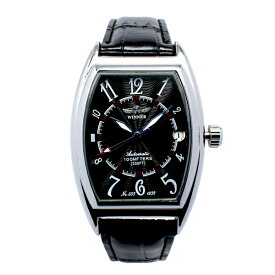 自動巻き腕時計 ATW035 トノーケース 日付カレンダー 日付表示 レザーベルト 手巻き時計 機械式腕時計 メンズ腕時計 送料無料