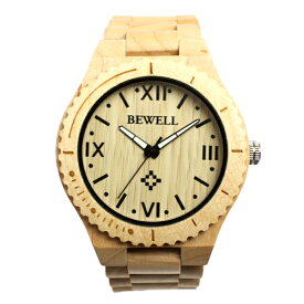 日本製ムーブメント 木製腕時計 軽い 軽量 45mmビッグケース CITIZENミヨタムーブメント 安心の天然素材 ナチュラルウッドウォッチ 自然木 天然木 WDW011-03 ユニセックス メンズ腕時計 送料無料