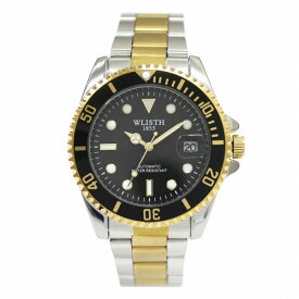 自動巻き腕時計 ベゼルと文字盤のカラーが統一されたメタルウォッチ メタルベルト 機械式腕時計 WSA028-BLK メンズ腕時計 送料無料