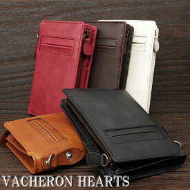 取寄品 VACHERON HEARTS 本革使用 縦型二つ折り財布 カードポケットL字ファスナー札入れ VH-3000 メンズ財布