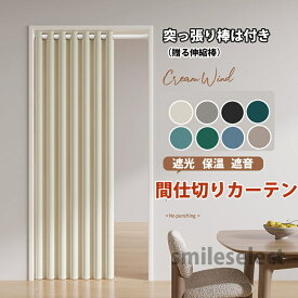 冷房 高密度 間仕切りカーテン 突っ張り棒付き 防寒 断熱 保温 おしゃれ のれん ハトメ ロング 北欧 暖簾 仕切り カーテン 遮光 目隠し アコーディオンカーテン ポール 省エネ つっぱり エアコン効果アップ 節電 グレー ベージュ ピンク 廊下 勝手口 防寒カーテン