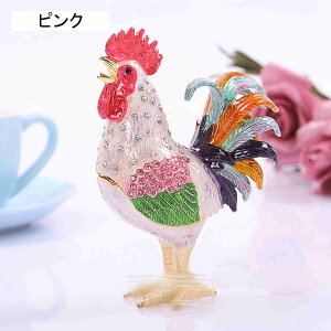 鶏 風水グッズ 干支 クリスタル合金製動物 ジュエリーボックス トリンケットボックス 宝石箱 小物入れ コンパクト ジュエリー収納 工芸品 置物 宝石飾り インテリア 装飾品 お礼 誕生日プレ