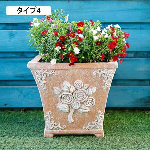 ガーデニング用品 鉢植え 多肉容器 ガーデンポット タイプ2 セメント製 スクエア 観葉植物鉢 F 装飾プランター 室内用プランター おしゃれな植木鉢 インテリア鉢 深型 アンティーク おもし