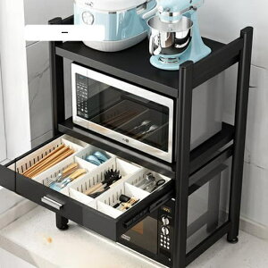 レンジ上ラック 2/3段 耐熱 引き出し付き【約長さ57cm×幅38cm×高さ54/80cm】トースターラック 電子レンジ収納ラック オーブンレンジラック レンジラック キッチンラック レンジボード