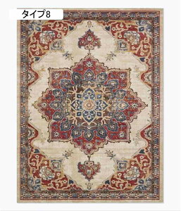 ラグ アンティーク 風 エスニック トルコ 風 おしゃれ 80*160cm アクセントラグ 約 1畳 じゅうたん風 ヴィンテージ 100*200cm 柄 ウィルトン織り柄 タイプ10 カーペット レッ