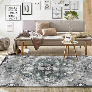 ペルシャラグ 2畳 80*160 3畳 夏用 北欧 グレー ホットカーペット対応 オリエンタル柄 カーペットラグ 薄手 円形 滑り止め付き ラグマット 花模様 かわいい おしゃれ 洗える センターラグ