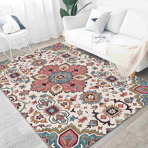 お洒落 じゅうたん 民族柄 カーペット xqw デスクカーペット アンティークカーペット ウォッシャブル ラグ ベドルーム 滑り止め付 80*160cm リビングルーム160*200cm レッド オー