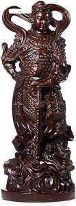 木彫りの仏像【韋駄天立像】高級天然 黒檀 美術品 木製彫刻 厄除け 像 神様の置物 仏像 コレクション 守護神(Size:高さ40 cm)