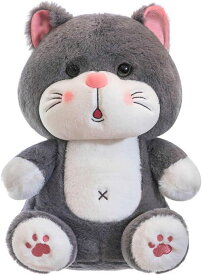 ぬいぐるみ ネコ 動物 猫 抱き枕 肌触り良い 大きい かわいい 添い寝 もちもち 萌え 寝かしつけ 飾り 縫い包み ベッドサイド 可愛い 柔らか 癒し系 グレー 贈り物 お誕生日 45cm お正月