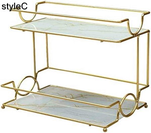 北欧スタイル カウンタートップ収納棚 キッチンスパイスラック 2層の金属製 バスルーム 化粧品オーガナイザー リビングルーム ドレッシングテーブル ベッドルーム用