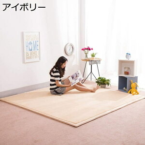 ラグ カーペット 洗える 無地 北欧 モダン 長方形 ラグマット 滑り止め 絨毯 ホットカーペット対応 マイクロファイバー お手入れ簡単 西海岸 新生活 抗菌防臭 防ダニ オールシーズン アイボ