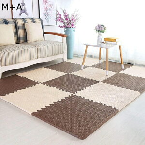 ケガ防止 クッションマット 衝撃を吸収し 滑り止め 弾力良く エコ PE 防臭 抗菌 ズレない 掃除ラクラク 冷房対策 床暖房対応 子供部屋 防音マット ジョイントマット コーヒー色+ベージュ お