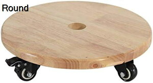 植木鉢台 鉢置台 木製 ラウンドフラワーポットラックプランタートロリー、屋内および屋外用ホイール、木製の花の植物スタンドホルダーラック用プランターガーデンコンテナ (Color : Round, Si