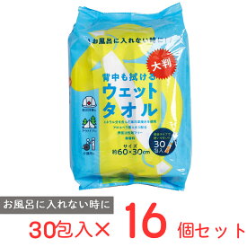 背中も拭ける大判ウェットタオル×16個 ノンフード 日用品 ウェットタオル ウェットティッシュ ウェットシート 防災 ボディ シート からだふきシート 体拭き 身体 拭き 使い捨て 防災グッズ 介護 アウトドア