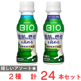 [冷蔵] ダノンビオ BIO 脂肪燃焼 ヨーグルトドリンク プレーン ブルーベリー 各12本 計24本