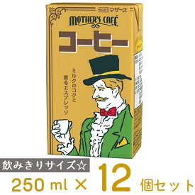 らくのうマザーズ コーヒー 250ml×12本 常温 保存 乳飲料 生乳 紙パック 飲料 無菌充填 熊本県 カフェオレ カフェラテ 珈琲牛乳 コーヒー牛乳 まとめ買い