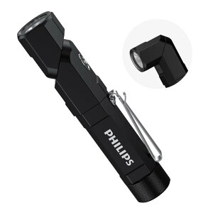 Philips(フィリップス) ledライト 小型 懐中電灯 強力 フラッシュライト 1000ルーメン 高輝度 Type-C充電式 首振り 作業灯【90°回転/18650電池交換可/クリップ付/マグネット/低電量提示】L字 L型 胸