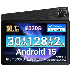 �^�u���b�g 10�C���` Android15 8�R�ACPU 30GB 128GB 2TB�g�� Wi-Fi���f�� IPS�f�B�X�v���C GMS�F�� Widevine L1�Ή� PC���[�h Type-C�[�d ��F�� ���{��ݒ�Ή�