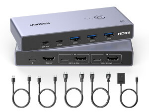 HDMI�ؑ֊� 2����1�o�� 8K 60Hz USB 3.0�|�[�g 3�� USB-C�|�[�g 1�� ���j�^�[1�䋤�L KVM�X�C�b�` �茳�X�C�b�` �P�[�u���t��
